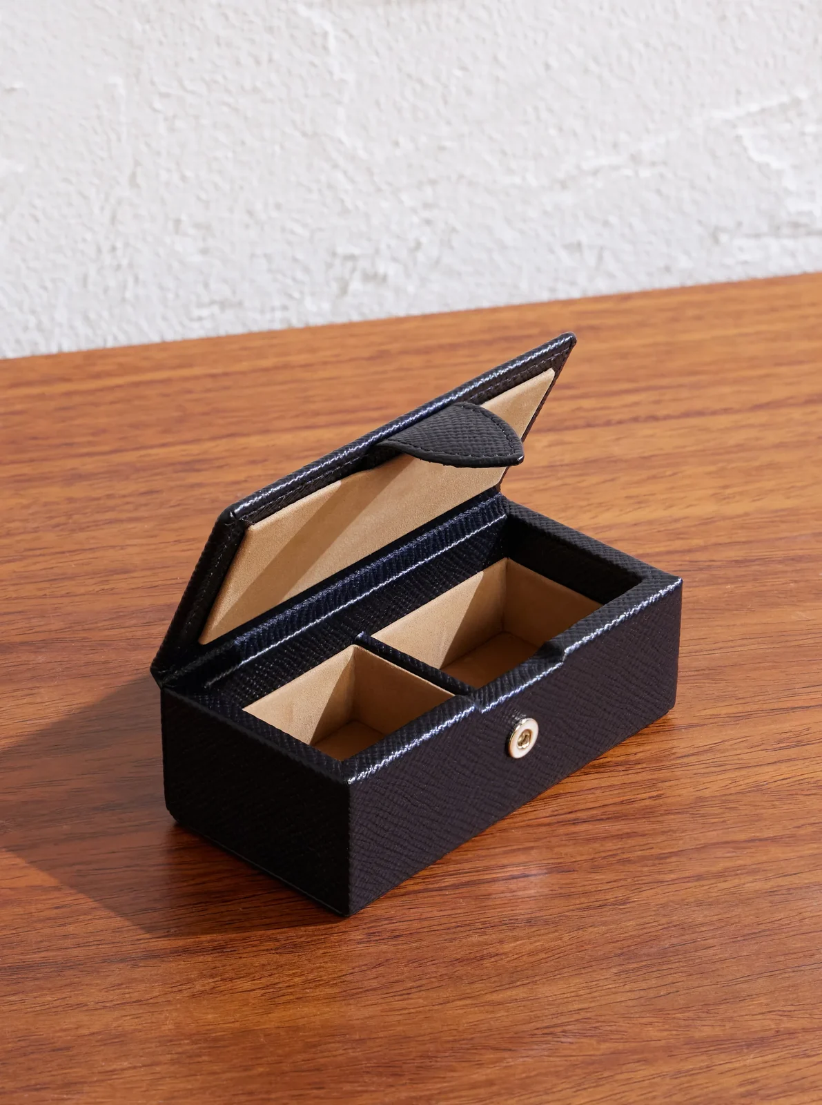 Panama Cross-Grain Leather Cufflink Box - Men