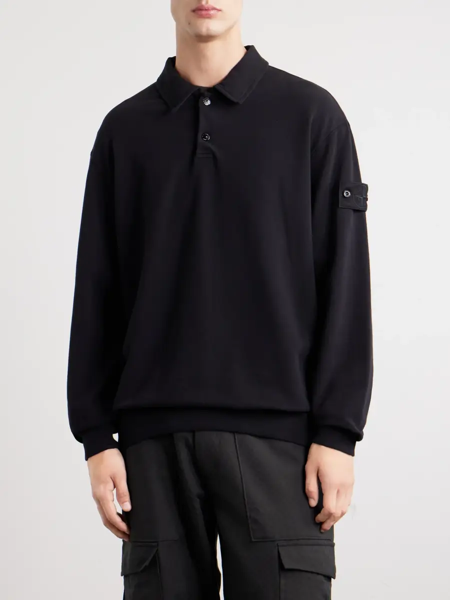 Stone Island STONE ISLAND GHOST Stretch Cotton-Fleece Polo Shirt - Men | Thumbnail 3 Stone Island STONE ISLAND GHOST Stretch Cotton-Fleece Polo Shirt - Men | Thumbnail 3
