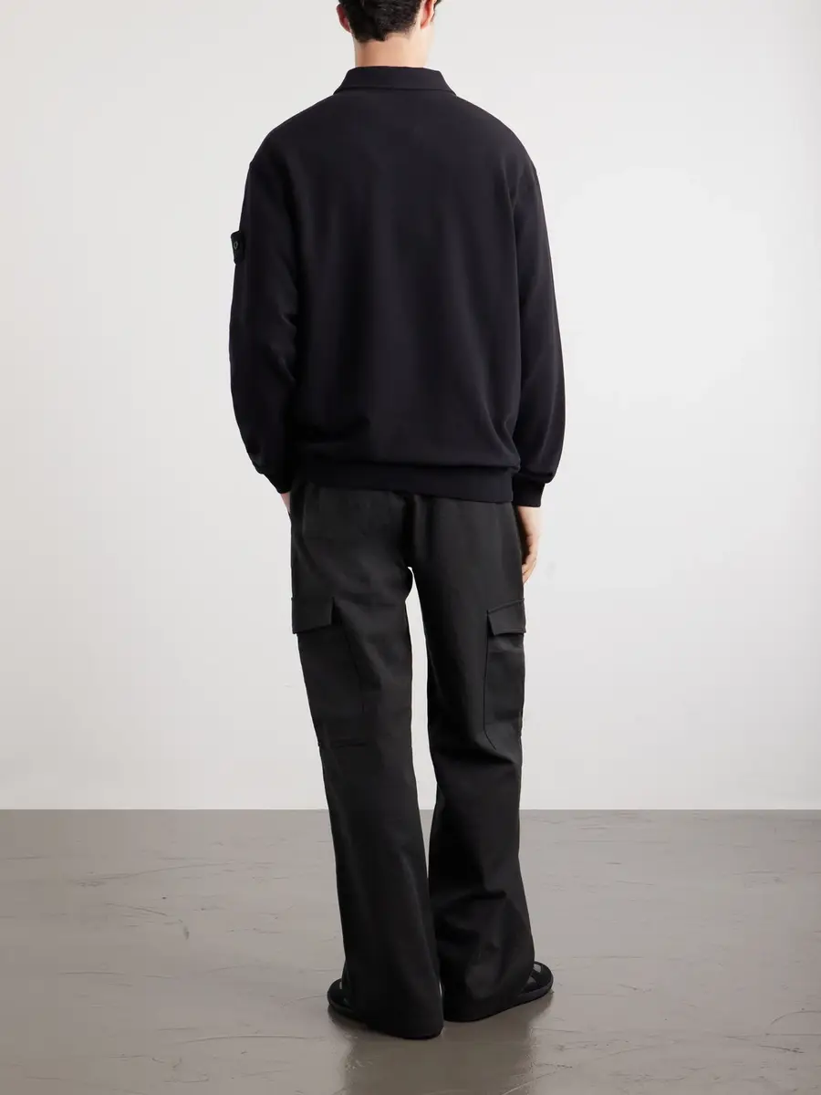 Stone Island STONE ISLAND GHOST Stretch Cotton-Fleece Polo Shirt - Men | Thumbnail 4 Stone Island STONE ISLAND GHOST Stretch Cotton-Fleece Polo Shirt - Men | Thumbnail 4