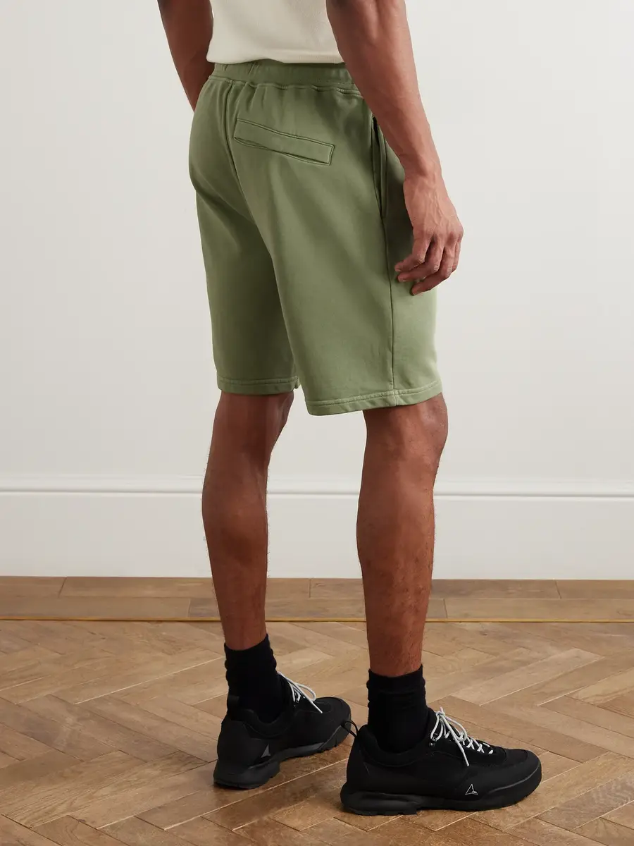Stone Island Straight-Leg Garment-Dyed Organic Cotton-Fleece Drawstring Shorts - Men | Thumbnail 4 Stone Island Straight-Leg Garment-Dyed Organic Cotton-Fleece Drawstring Shorts - Men | Thumbnail 4