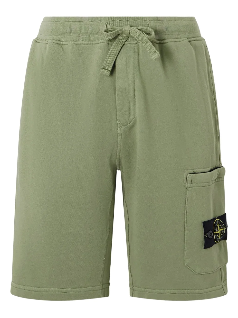 Stone Island Straight-Leg Garment-Dyed Organic Cotton-Fleece Drawstring Shorts - Men