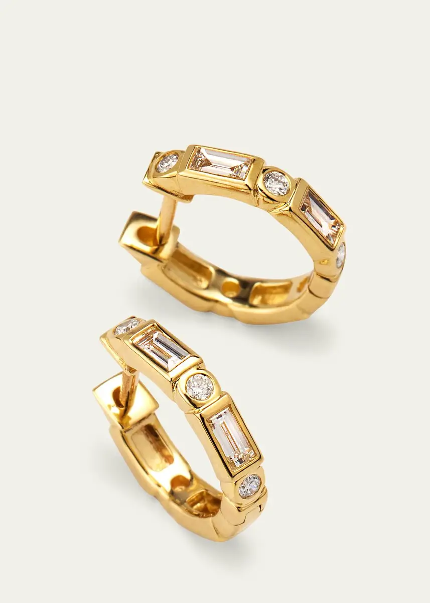 Sydney Evan 14k Baguette & Round-Cut Diamond Hoop Earrings | Thumbnail 3 Sydney Evan 14k Baguette & Round-Cut Diamond Hoop Earrings | Thumbnail 3