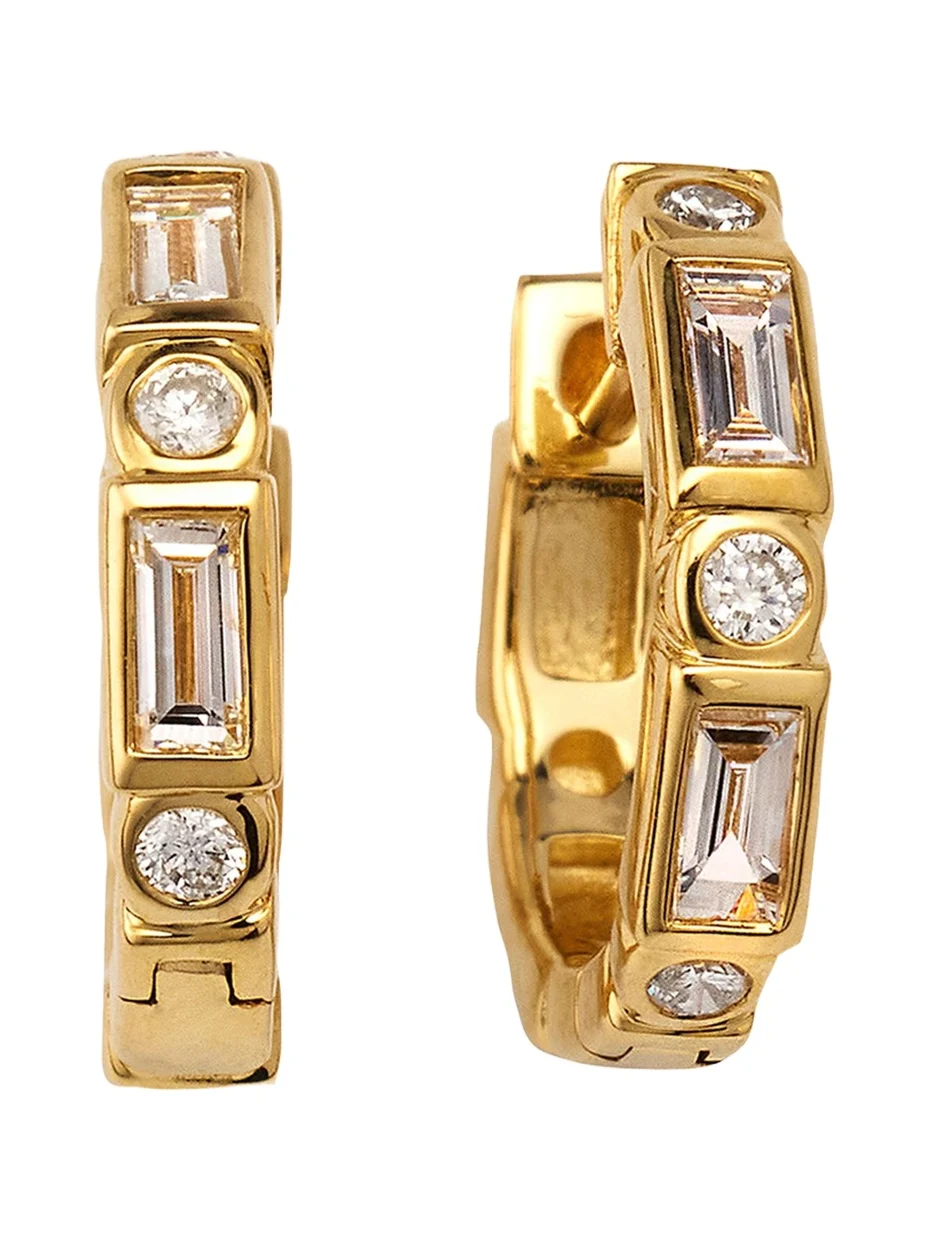 Sydney Evan 14k Baguette & Round-Cut Diamond Hoop Earrings