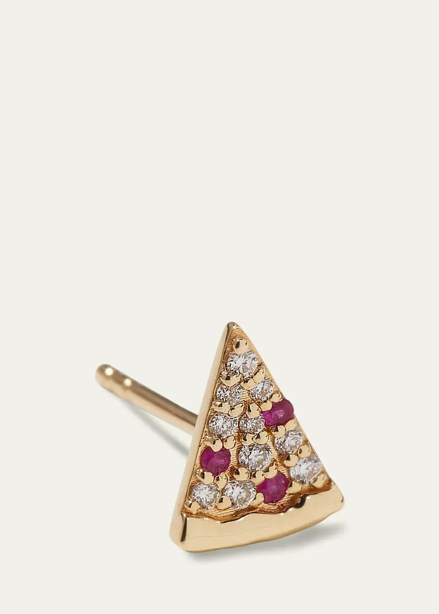 Sydney Evan 14k Diamond & Ruby Pizza Slice Earring, Single | Thumbnail 3