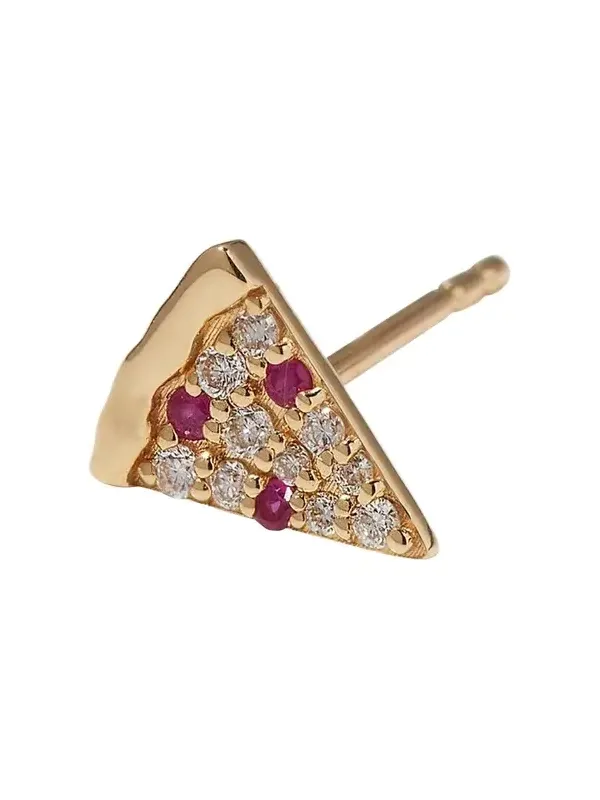 Sydney Evan 14k Diamond & Ruby Pizza Slice Earring, Single