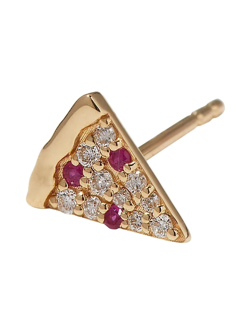 Sydney Evan 14k Diamond & Ruby Pizza Slice Earring, Single