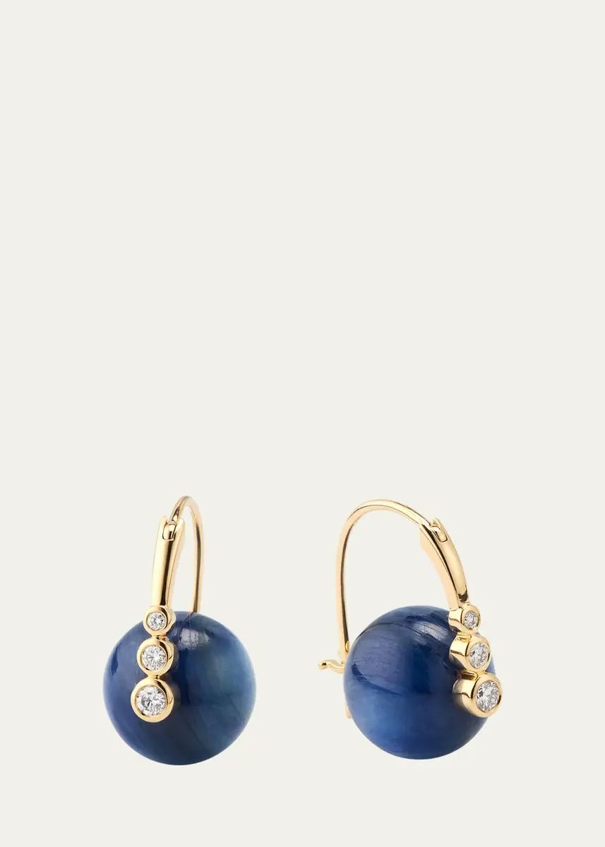 Sydney Evan 14K Yellow Gold 12mm Kyanite Luxuria Round Graduated Bezel Earrings | Thumbnail 3 Sydney Evan 14K Yellow Gold 12mm Kyanite Luxuria Round Graduated Bezel Earrings | Thumbnail 3