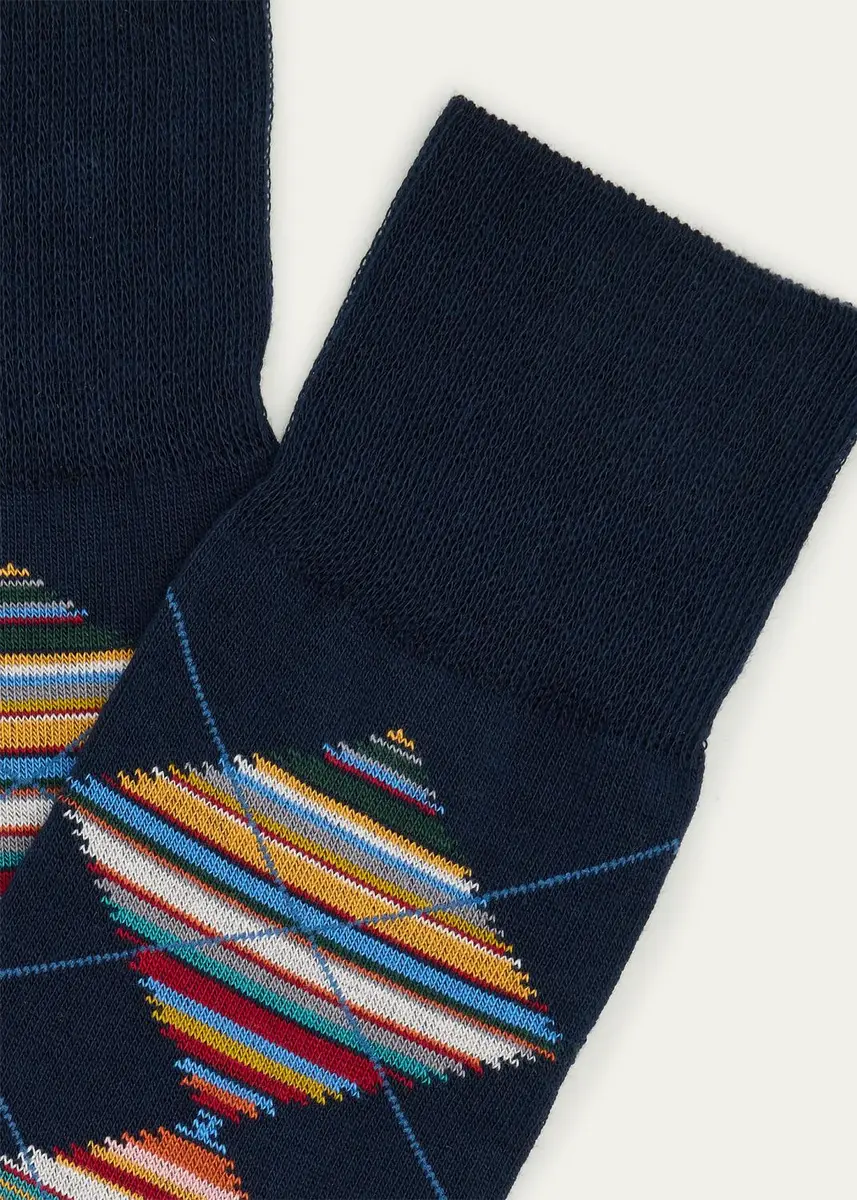 Paul Smith Men's Argyle Signature Stripe Crew Socks | Thumbnail 2 Paul Smith Men's Argyle Signature Stripe Crew Socks | Thumbnail 2