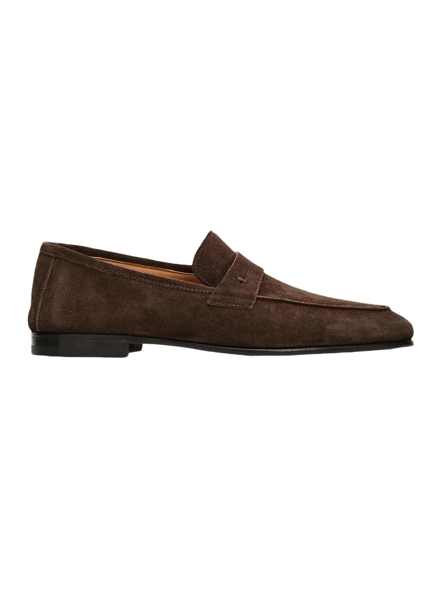 Bergdorf Goodman Men's Water-Resistant Suede Leather-Sole Penny Loafers