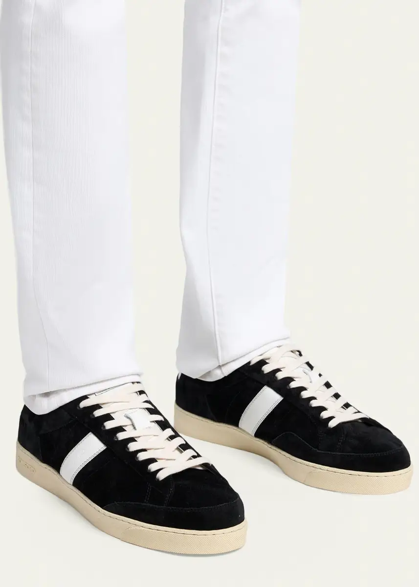 Tom Ford Men's Blake Suede Low-Top Sneakers | Thumbnail 2
