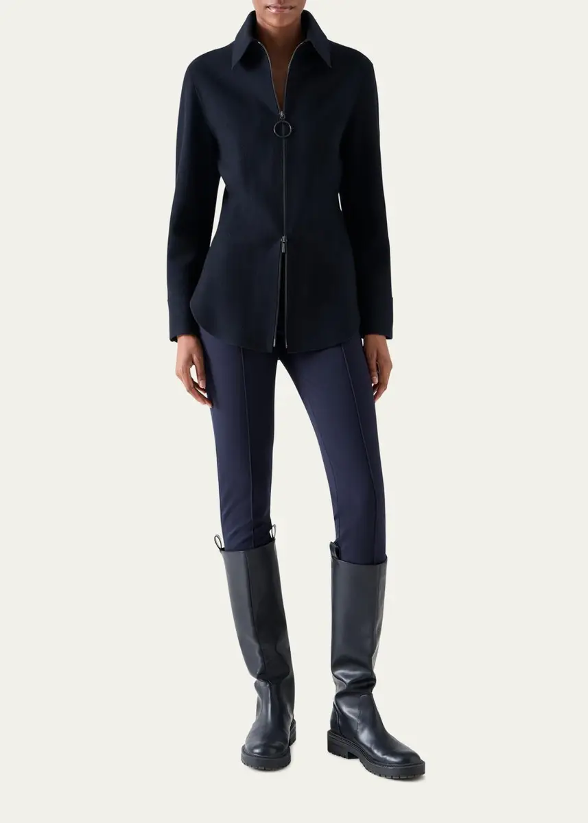 Akris punto Wool-Cashmere Zip-Front Blouse | Thumbnail 2