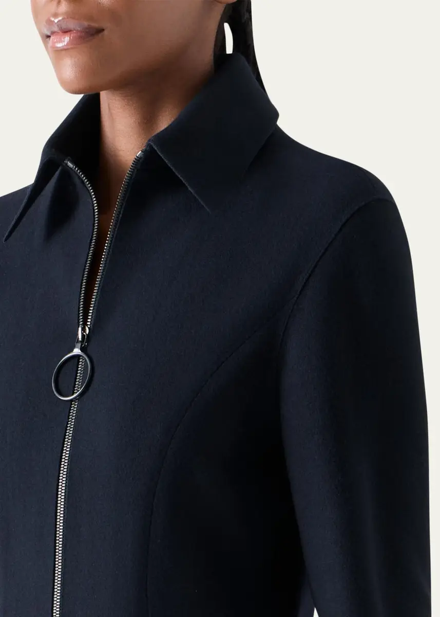 Akris punto Wool-Cashmere Zip-Front Blouse | Thumbnail 5