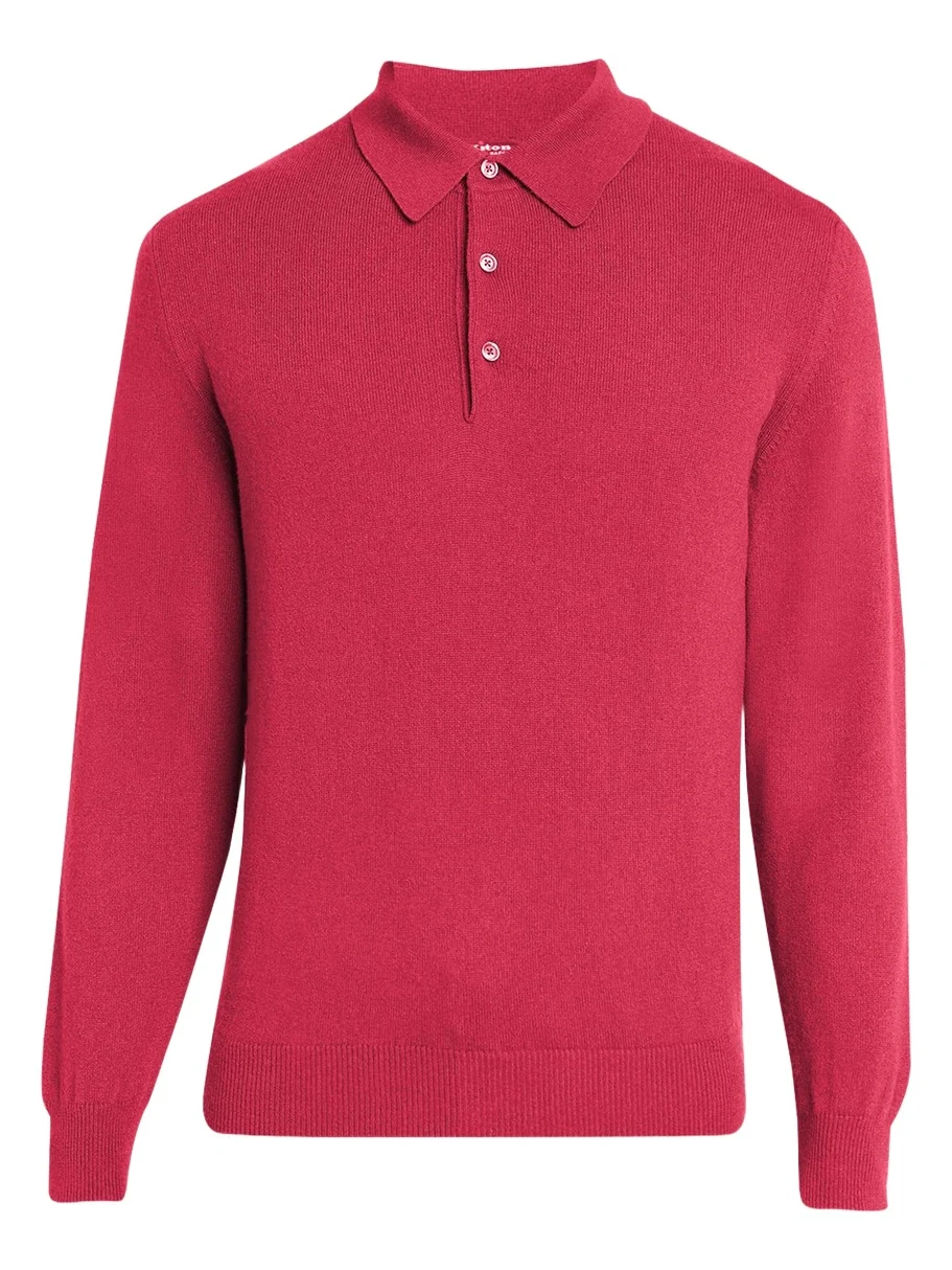 Kiton Men's Vicuna Wool and Cashmere Polo Sweater