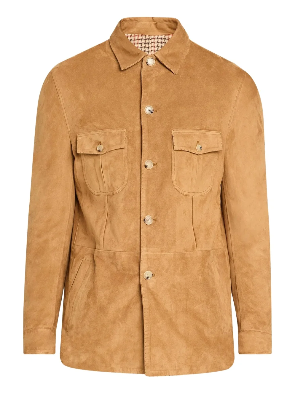 Cesare Attolini Men's Suede Check-Lined Shirt Jacket