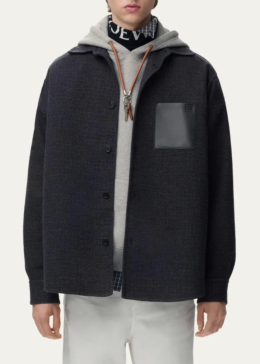 Loewe Men's Wool-Blend Overshirt | Thumbnail 4
