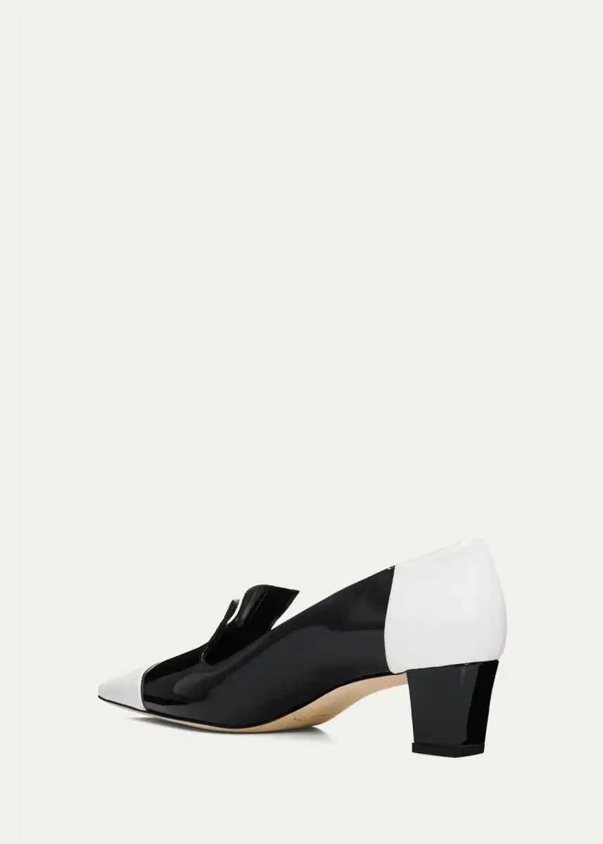 Manolo Blahnik 50mm Polastron Bicolor Patent Leather Loafer Pumps | Thumbnail 2 Manolo Blahnik 50mm Polastron Bicolor Patent Leather Loafer Pumps | Thumbnail 2