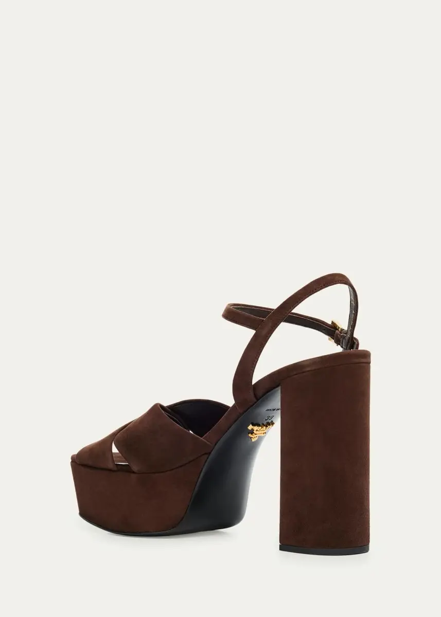 Prada 115mm Suede Crisscross Platform Sandals | Thumbnail 4 Prada 115mm Suede Crisscross Platform Sandals | Thumbnail 4