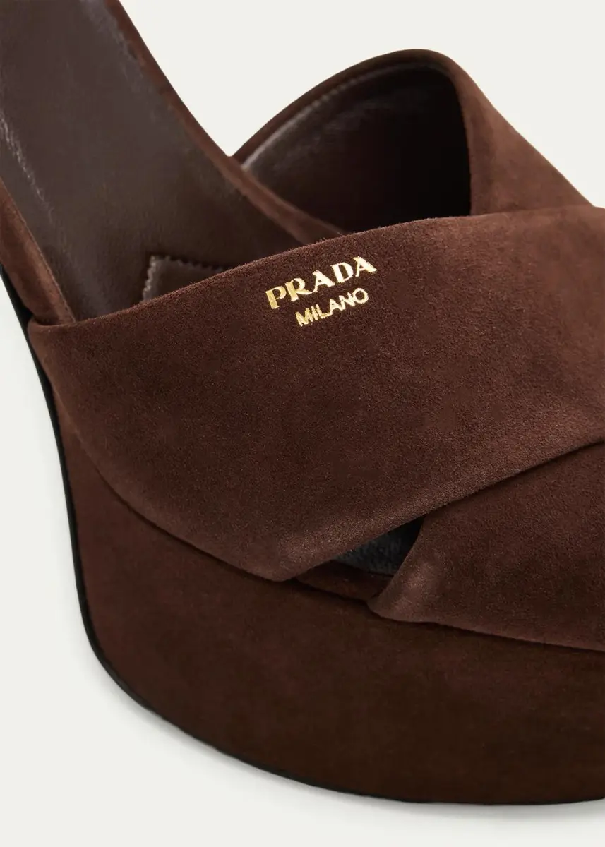 Prada 115mm Suede Crisscross Platform Sandals | Thumbnail 5 Prada 115mm Suede Crisscross Platform Sandals | Thumbnail 5