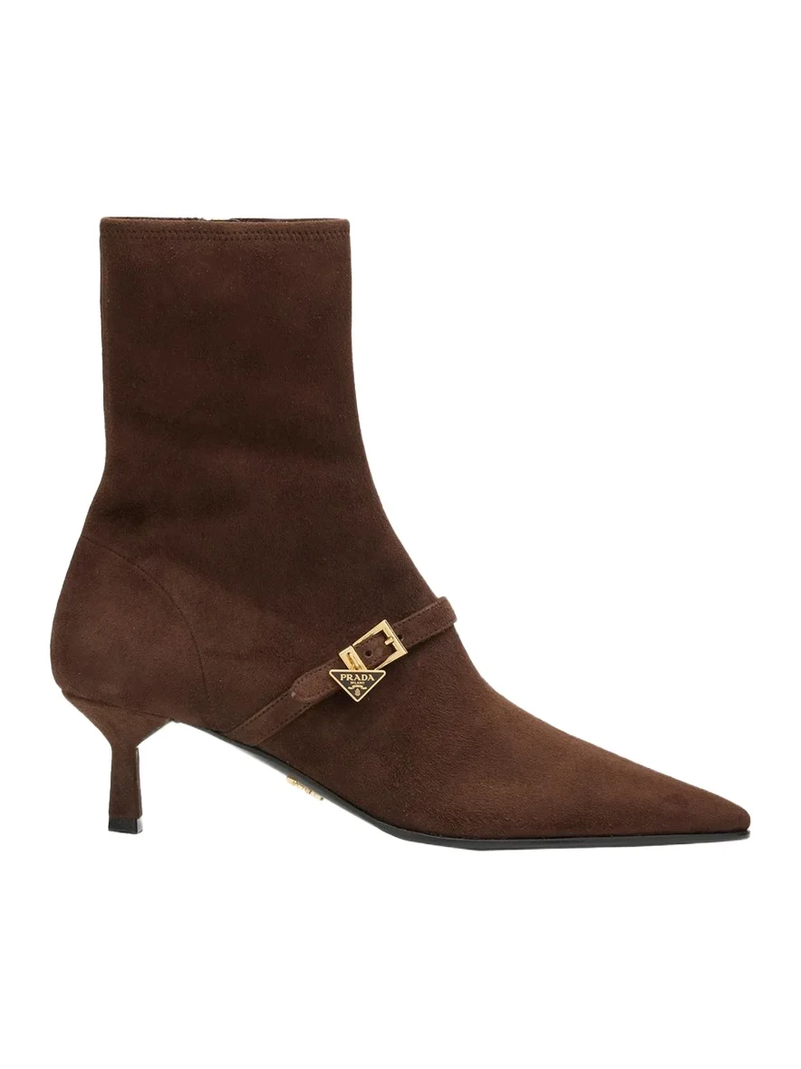 Prada 55mm Triangle Logo Suede Ankle Boots