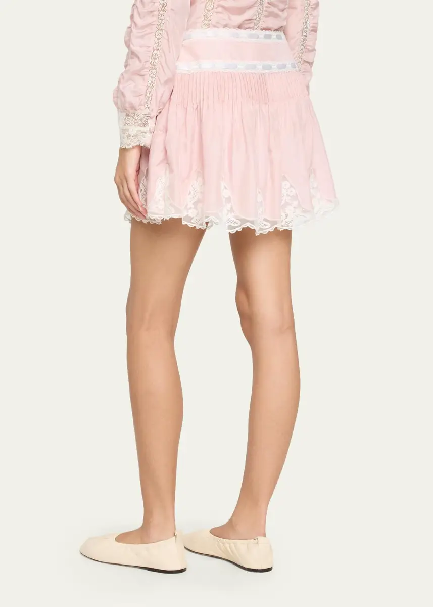 LoveShackFancy Marais Lace-Trim Mini Skirt | Thumbnail 3 LoveShackFancy Marais Lace-Trim Mini Skirt | Thumbnail 3