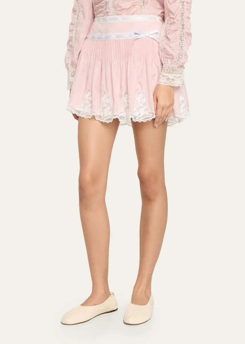 LoveShackFancy Marais Lace-Trim Mini Skirt | Thumbnail 4 LoveShackFancy Marais Lace-Trim Mini Skirt | Thumbnail 4