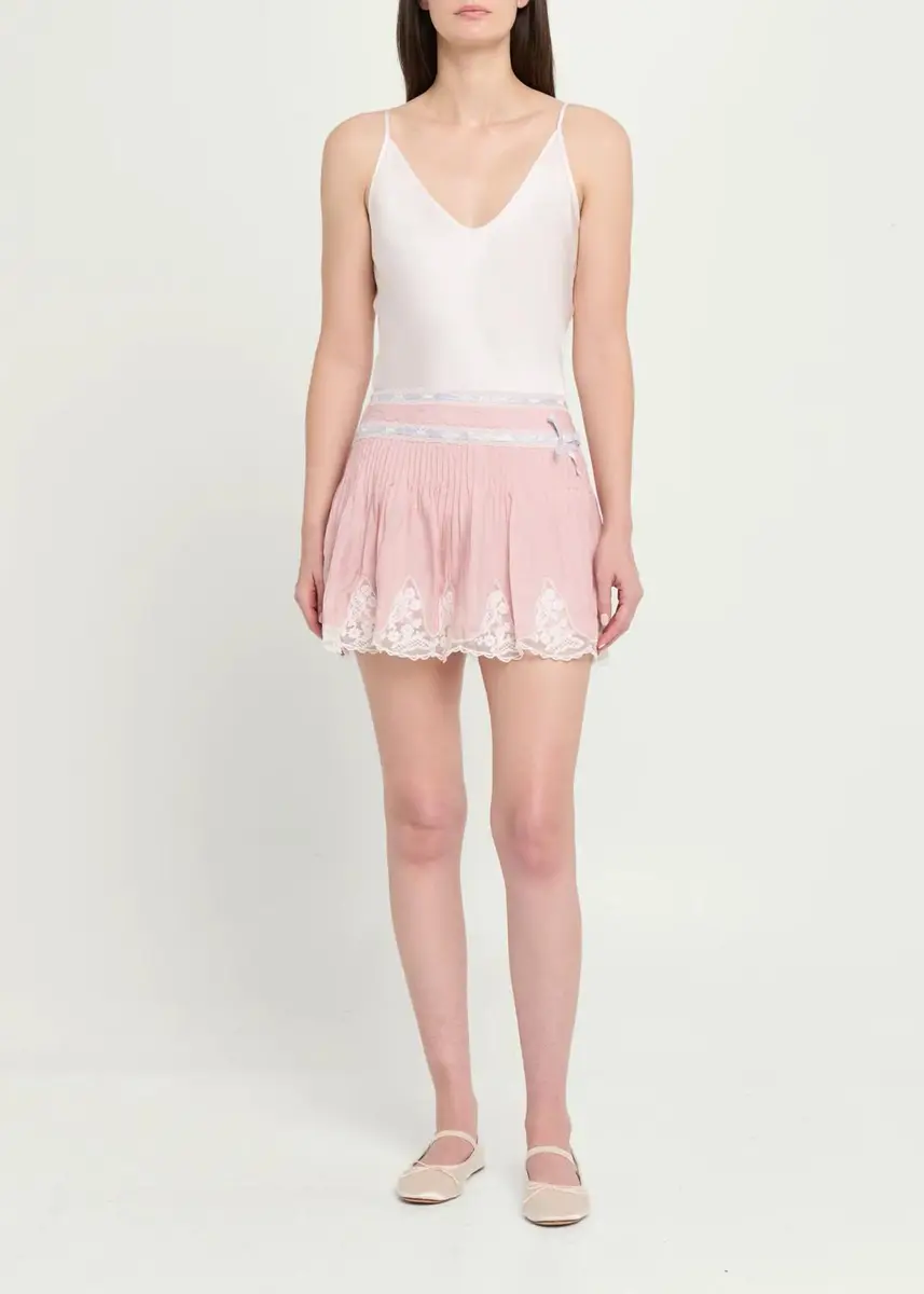LoveShackFancy Marais Lace-Trim Mini Skirt | Thumbnail 6 LoveShackFancy Marais Lace-Trim Mini Skirt | Thumbnail 6