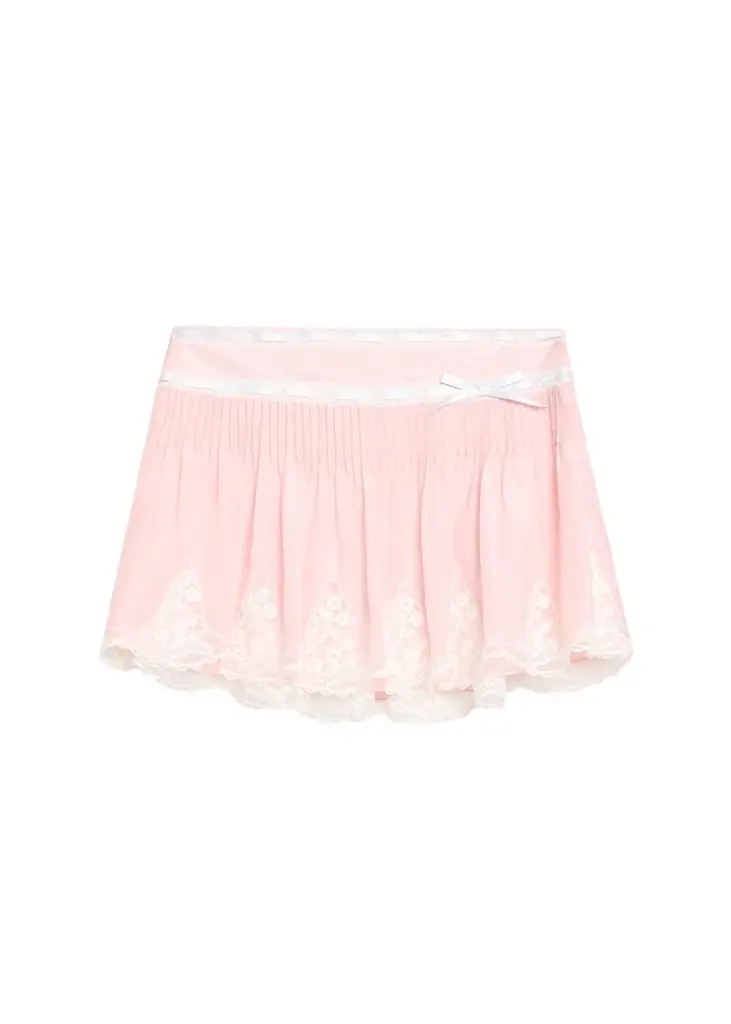 LoveShackFancy Marais Lace-Trim Mini Skirt