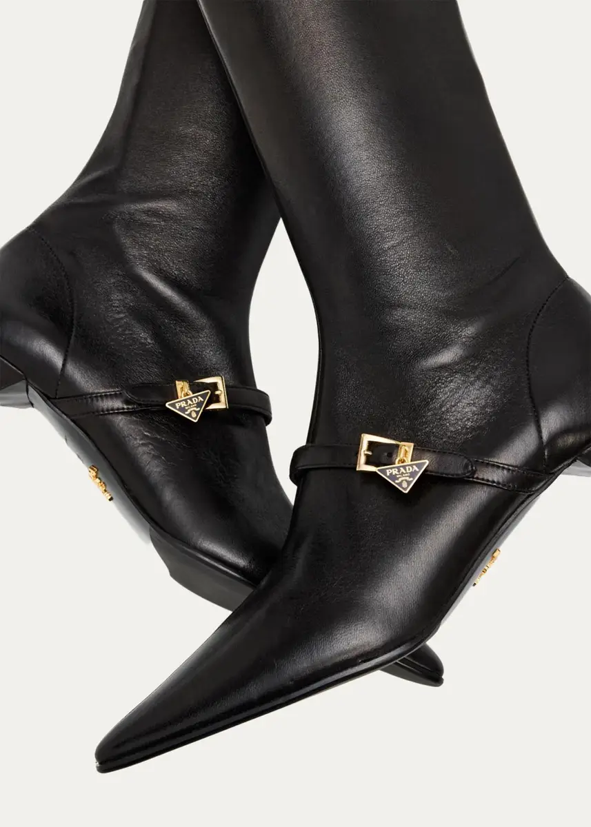 Prada 55mm Leather Knee-High Buckle Boots | Thumbnail 5 Prada 55mm Leather Knee-High Buckle Boots | Thumbnail 5