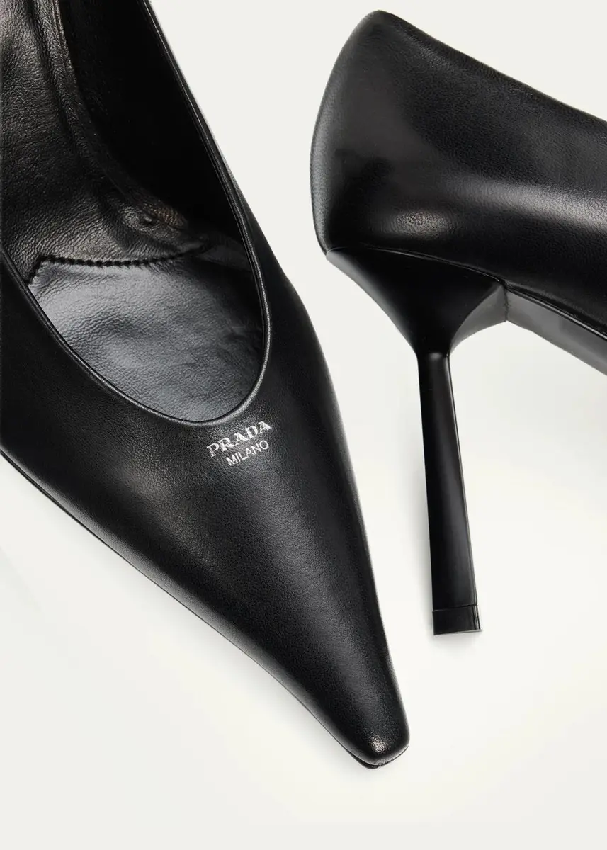 Prada 90mm Leather Pointed-Toe Pumps | Thumbnail 5