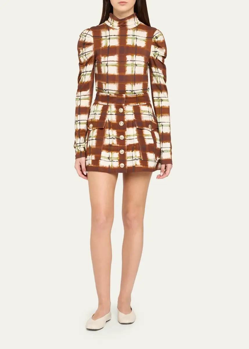Cara Cara Fatima Plaid Cotton Canvas Mini Skirt | Thumbnail 2