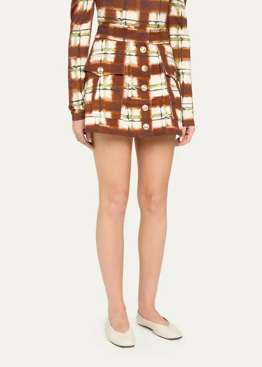 Cara Cara Fatima Plaid Cotton Canvas Mini Skirt | Thumbnail 4