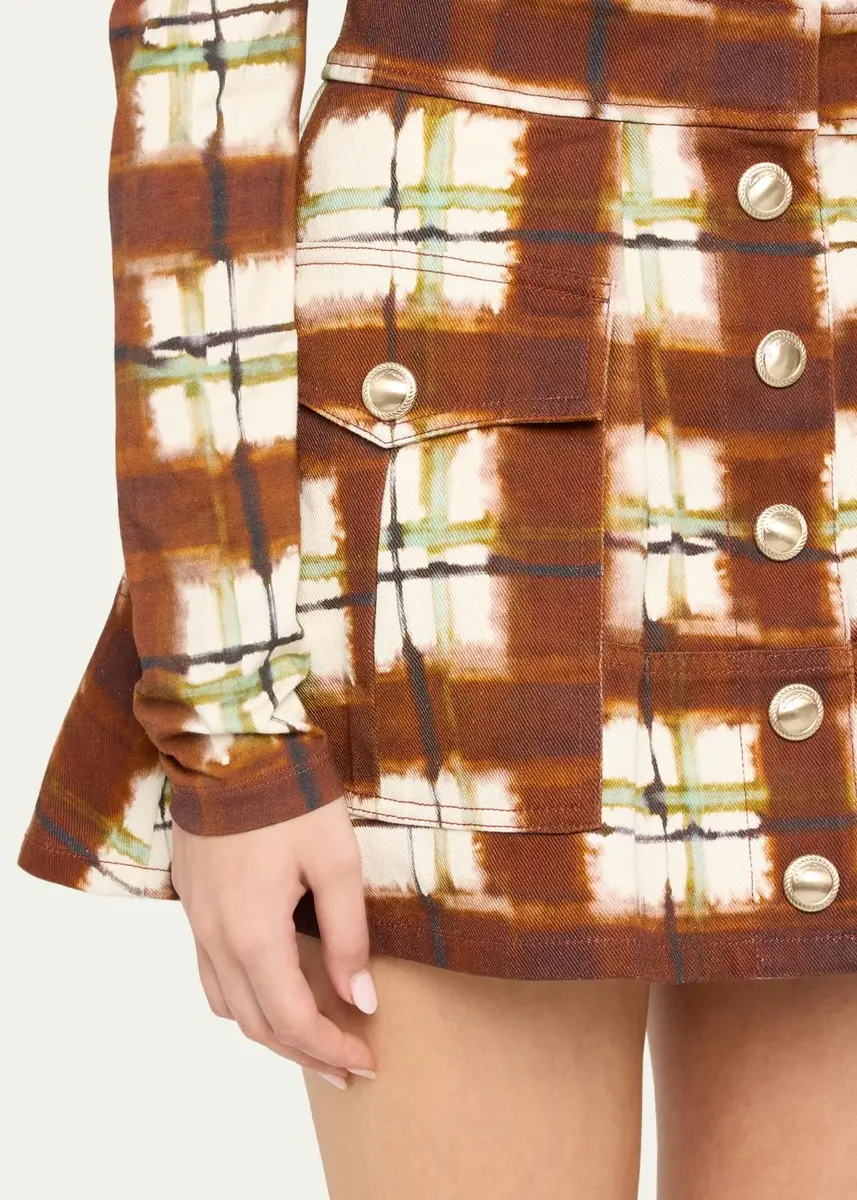 Cara Cara Fatima Plaid Cotton Canvas Mini Skirt | Thumbnail 5