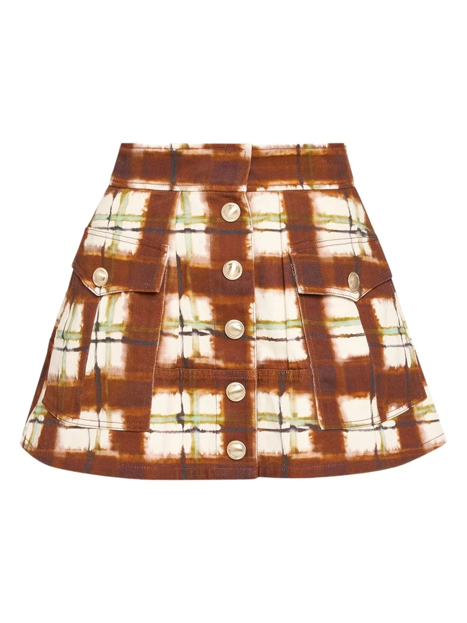 Cara Cara Fatima Plaid Cotton Canvas Mini Skirt
