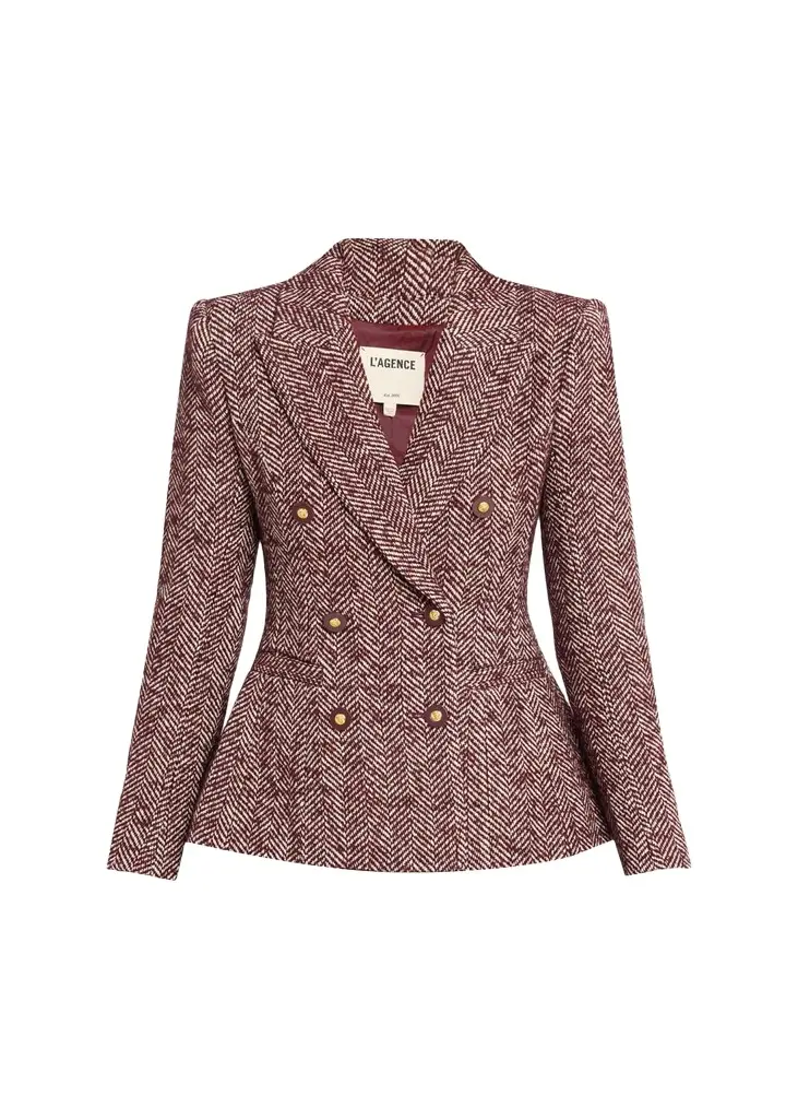 Karima Herringbone Cinched Blazer