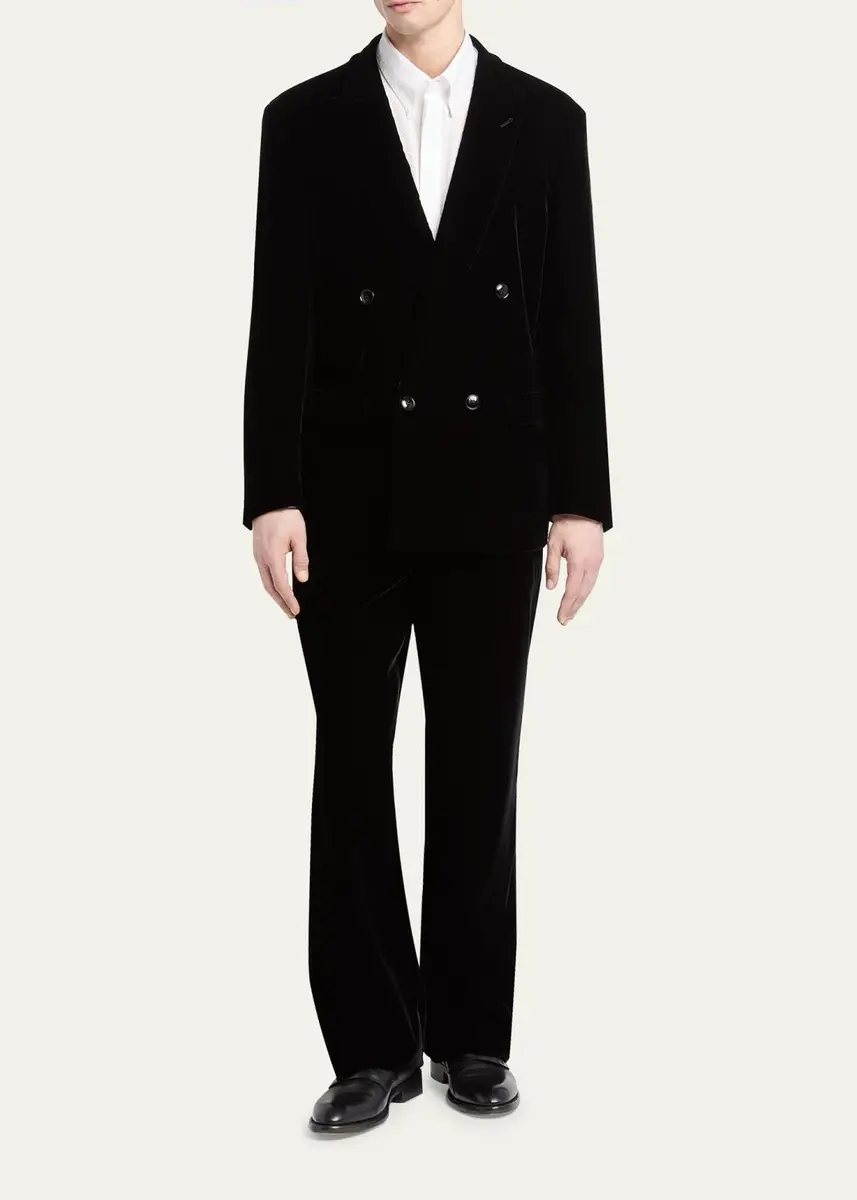 Giorgio Armani Men's Double-Breasted Velvet Blazer | Thumbnail 2 Giorgio Armani Men's Double-Breasted Velvet Blazer | Thumbnail 2