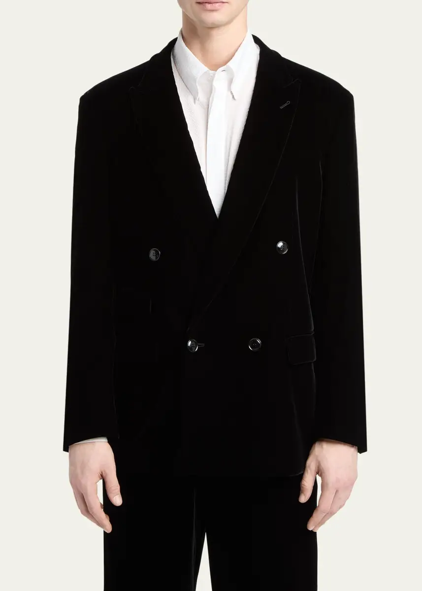 Giorgio Armani Men's Double-Breasted Velvet Blazer | Thumbnail 4 Giorgio Armani Men's Double-Breasted Velvet Blazer | Thumbnail 4