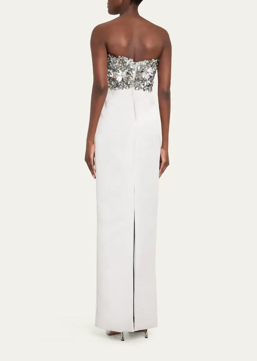 Atelier Prabal Gurung Strapless Floral Embellished Silk Column Gown | Thumbnail 3 Atelier Prabal Gurung Strapless Floral Embellished Silk Column Gown | Thumbnail 3