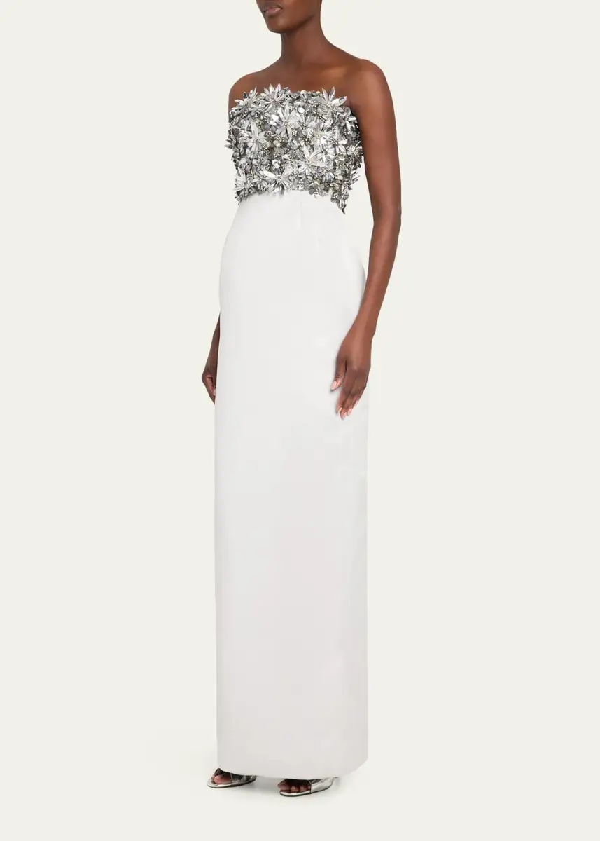 Atelier Prabal Gurung Strapless Floral Embellished Silk Column Gown | Thumbnail 4 Atelier Prabal Gurung Strapless Floral Embellished Silk Column Gown | Thumbnail 4