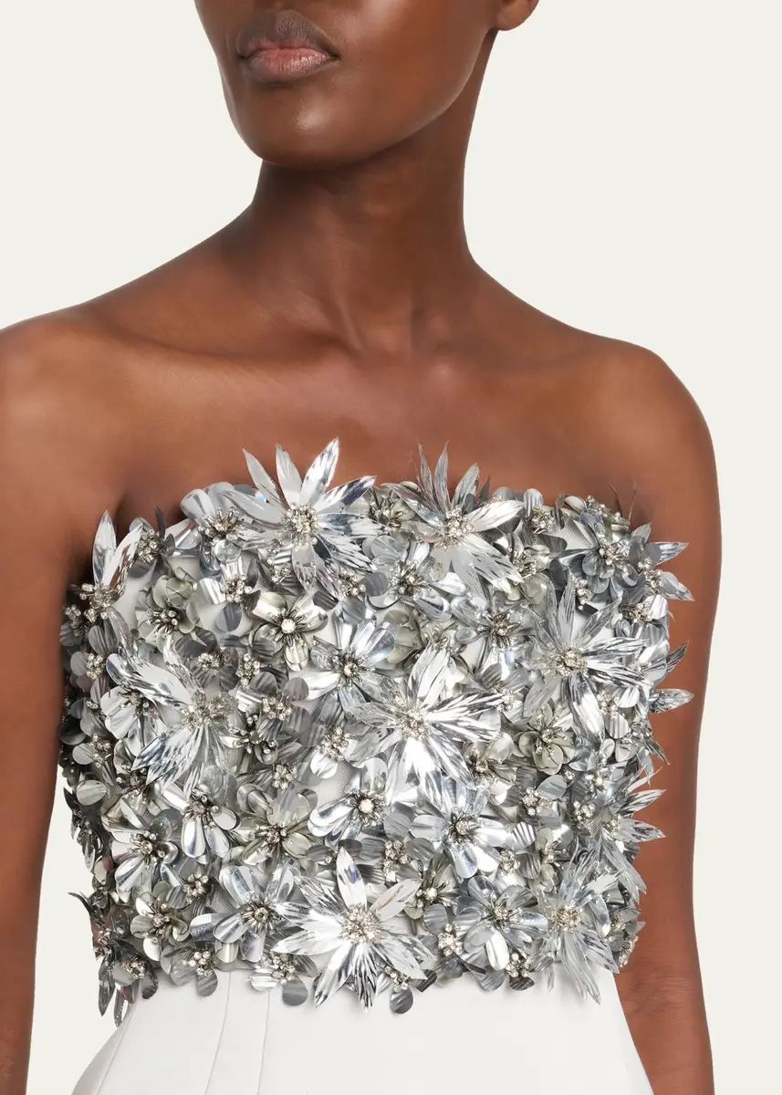 Atelier Prabal Gurung Strapless Floral Embellished Silk Column Gown | Thumbnail 5 Atelier Prabal Gurung Strapless Floral Embellished Silk Column Gown | Thumbnail 5