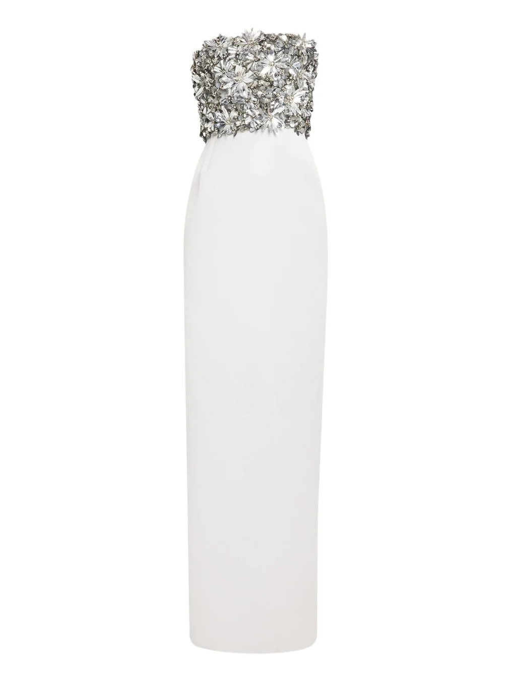 Strapless Floral Embellished Silk Column Gown Strapless Floral Embellished Silk Column Gown