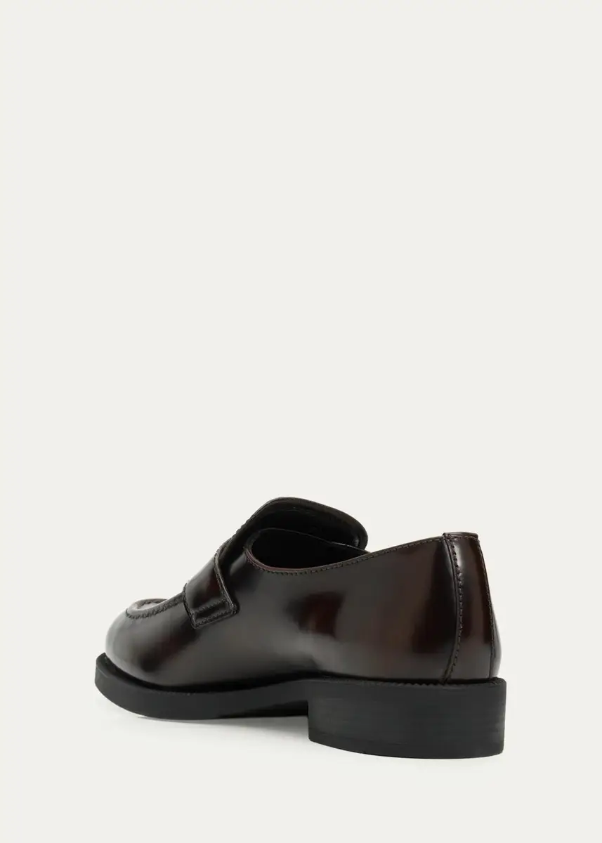 Prada Triangle Logo Spazzolato Leather Loafers | Thumbnail 4 Prada Triangle Logo Spazzolato Leather Loafers | Thumbnail 4