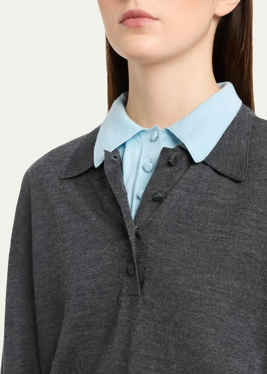 Plan C Wool-Cashmere Double Collar Polo Shirt | Thumbnail 5 Plan C Wool-Cashmere Double Collar Polo Shirt | Thumbnail 5