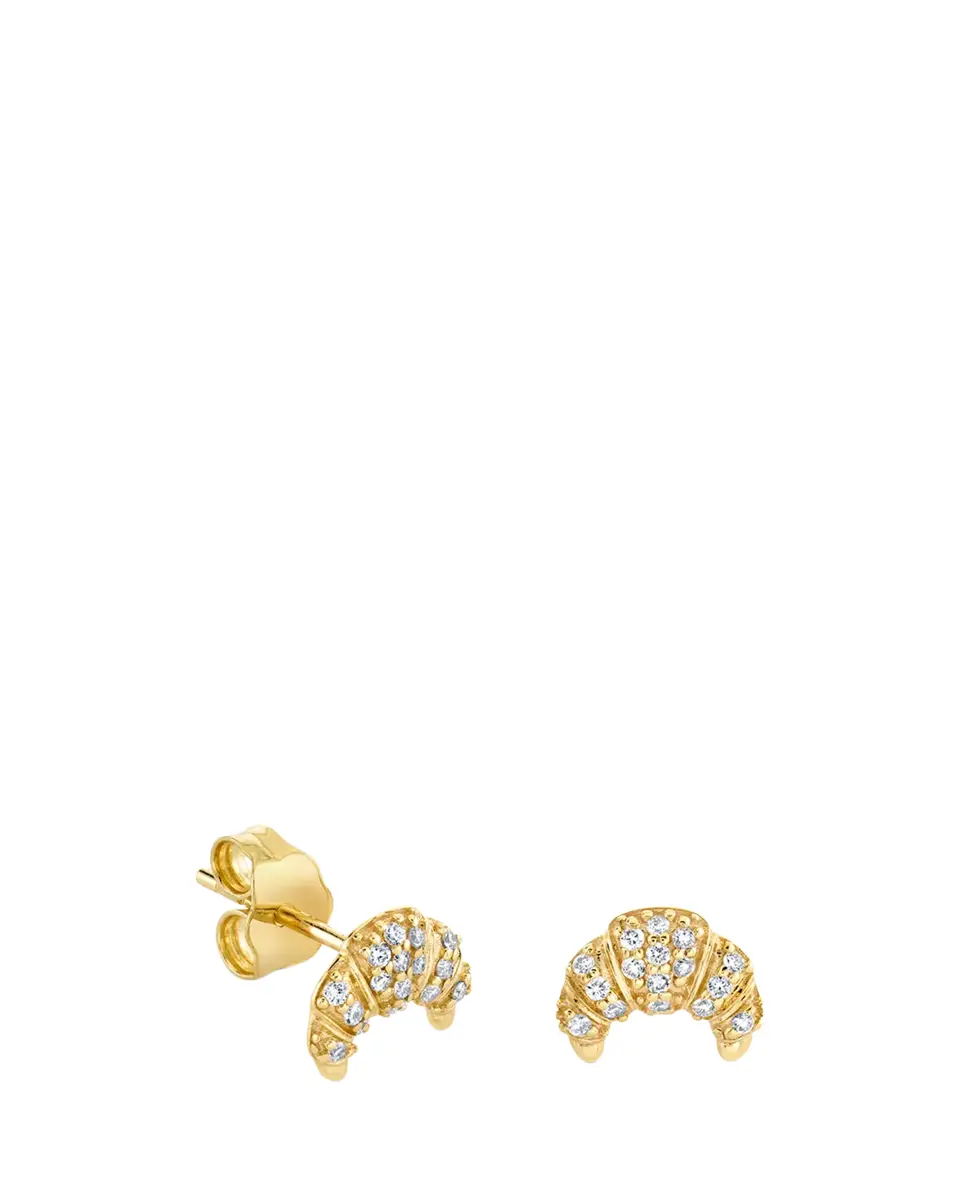 Sydney Evan 14K Yellow Gold Small Croissant Diamond Stud Earrings | Thumbnail 2 Sydney Evan 14K Yellow Gold Small Croissant Diamond Stud Earrings | Thumbnail 2