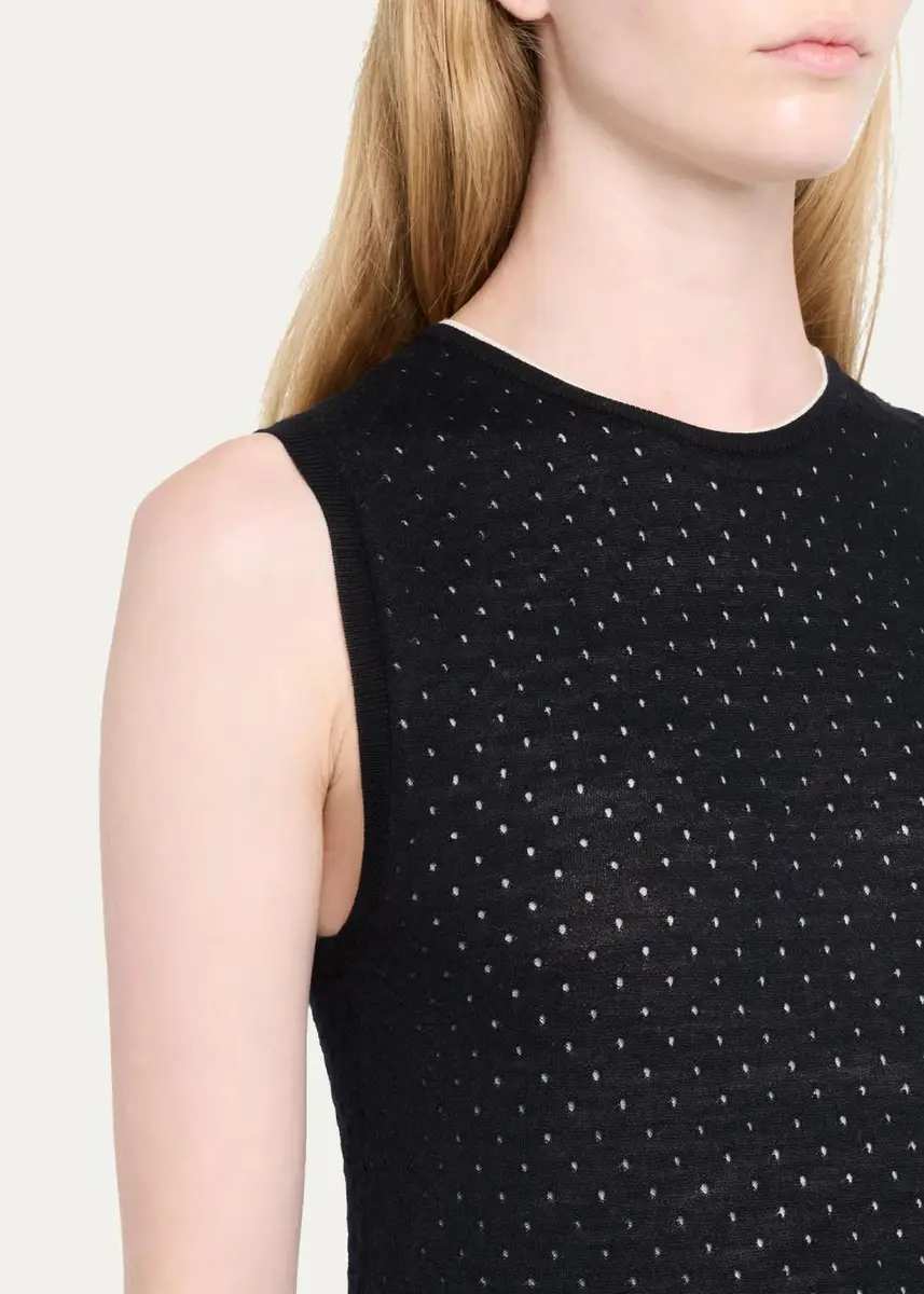 Vince Dotted Wool-Blend Shell Top | Thumbnail 5 Vince Dotted Wool-Blend Shell Top | Thumbnail 5