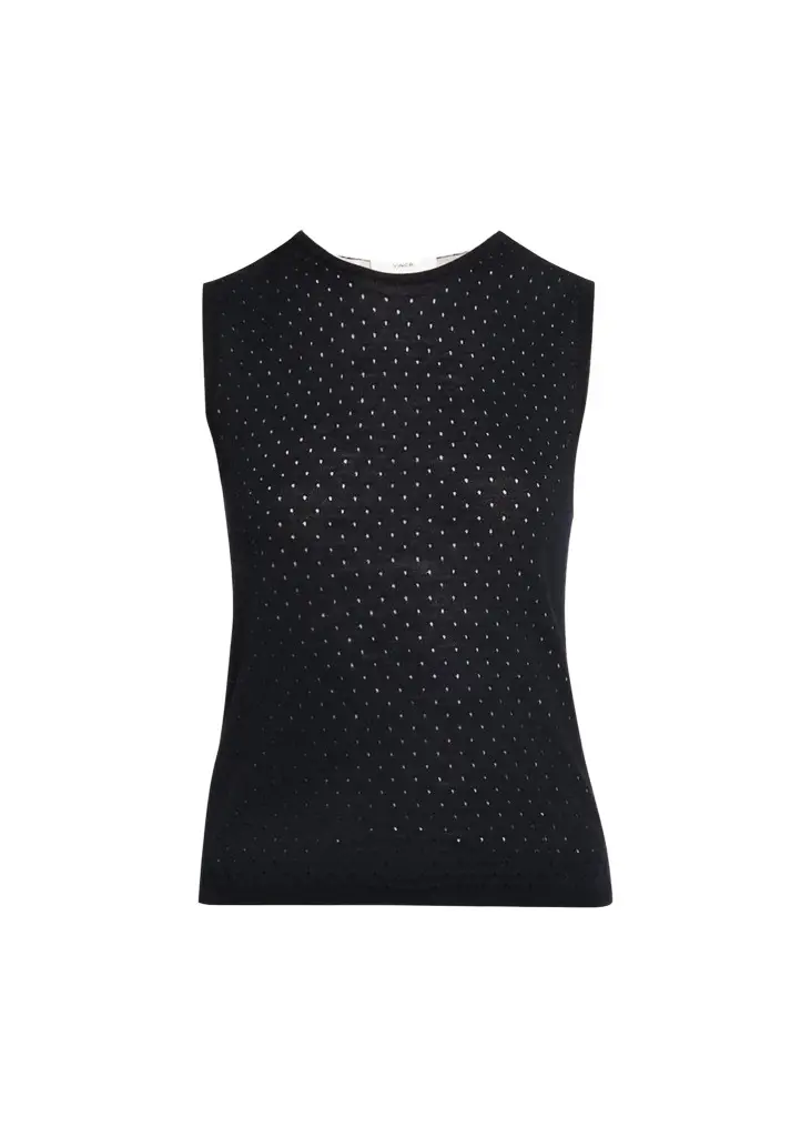 Vince Dotted Wool-Blend Shell Top