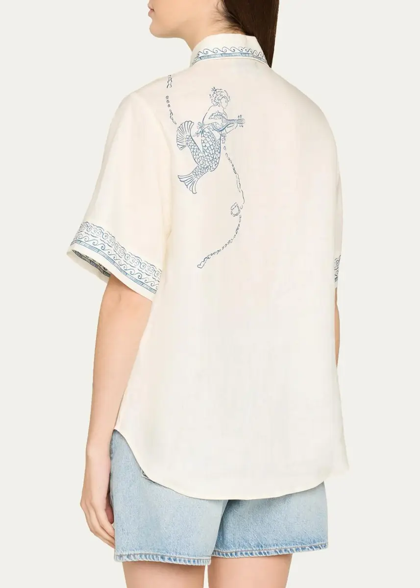 ALÉMAIS Lucky Short-Sleeve Linen Shirt | Thumbnail 3