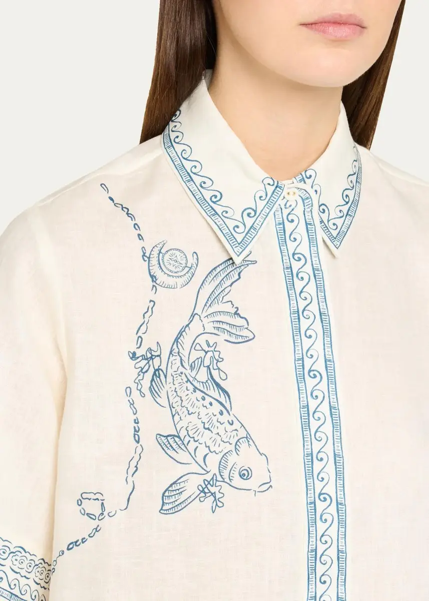 ALÉMAIS Lucky Short-Sleeve Linen Shirt | Thumbnail 5