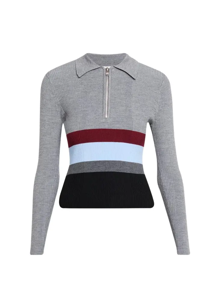 Toccin Faye Colorblock Half-Zip Polo Sweater