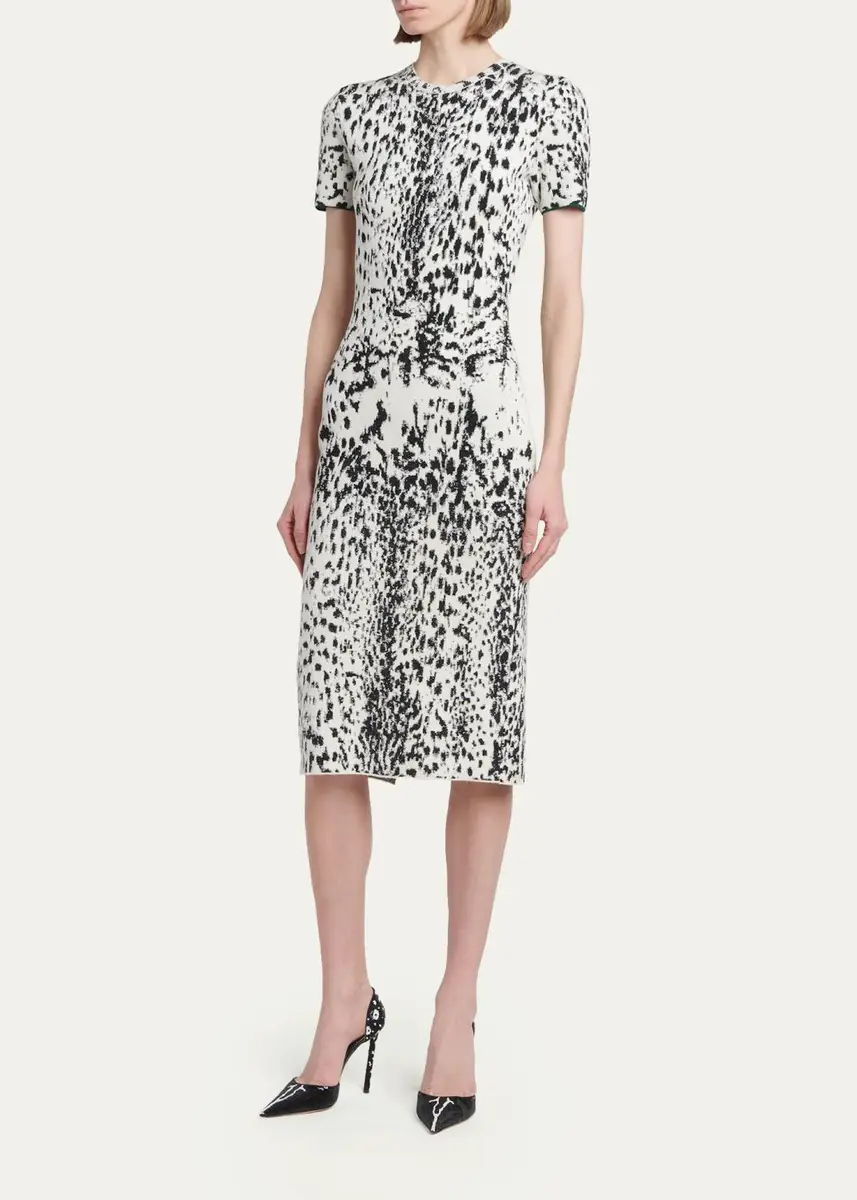 Tom Ford Lynx Jacquard Compact Knit Short-Sleeve Midi Dress | Thumbnail 4 Tom Ford Lynx Jacquard Compact Knit Short-Sleeve Midi Dress | Thumbnail 4