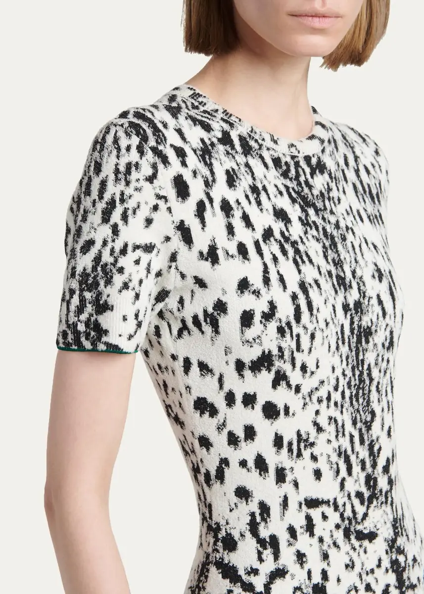 Tom Ford Lynx Jacquard Compact Knit Short-Sleeve Midi Dress | Thumbnail 5 Tom Ford Lynx Jacquard Compact Knit Short-Sleeve Midi Dress | Thumbnail 5